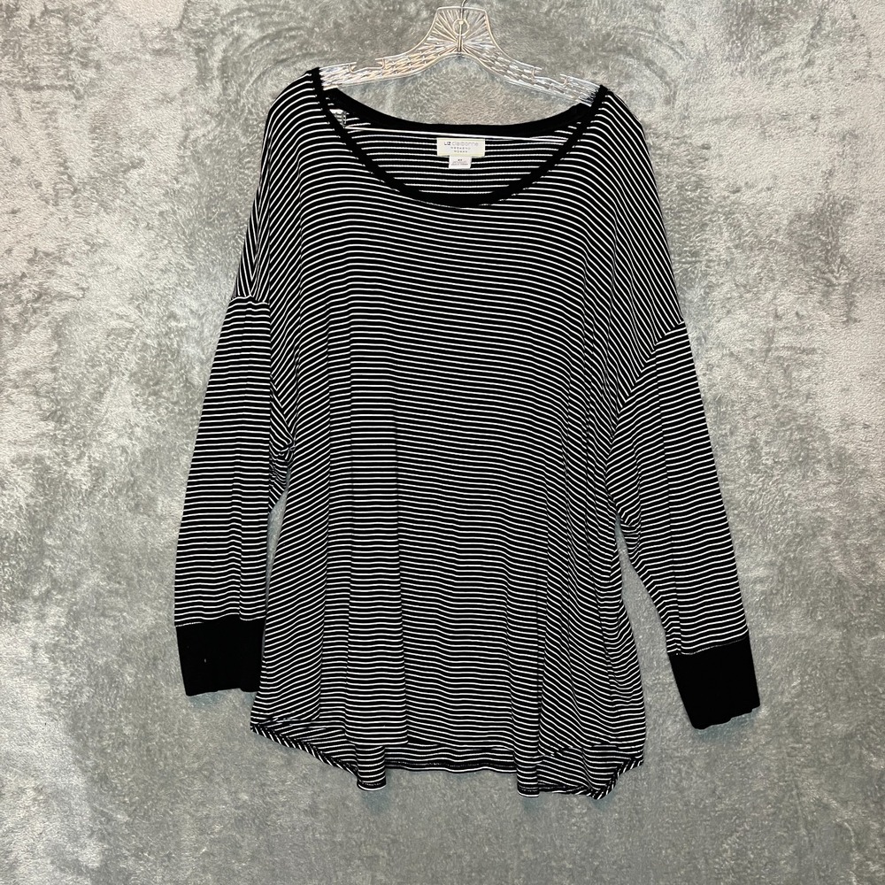 Liz Claiborne Weekend Women Micro Pinstripe Slouchy Lounge Comfy Stretch Top 3X
